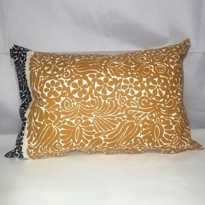 MARIMEKKO Black/Gold/White Floral Design Decorative Pillow 22"x15"